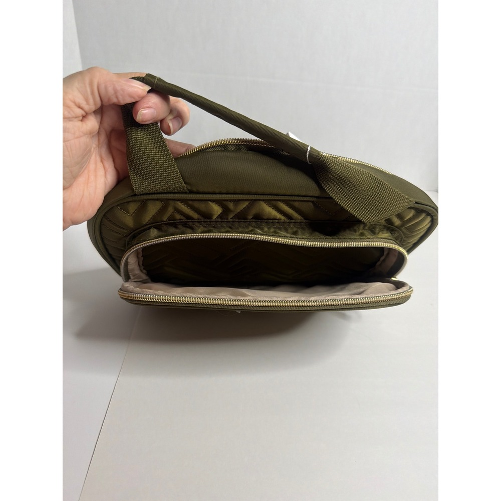 LEUDES Olive Green Quilted Cosmetic Toiletry Travel Bag Organizer New With Tags - Picture 4 of 7